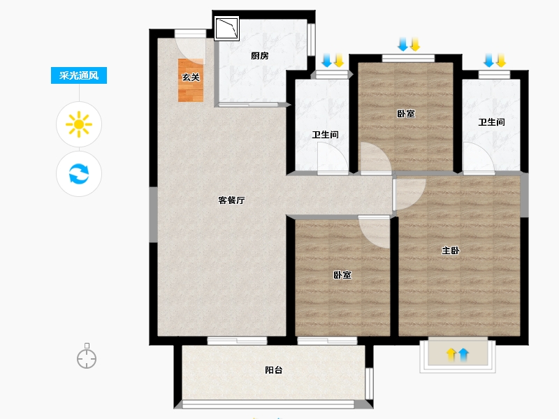 浙江省-宁波市-云都会府-95.01-户型库-采光通风