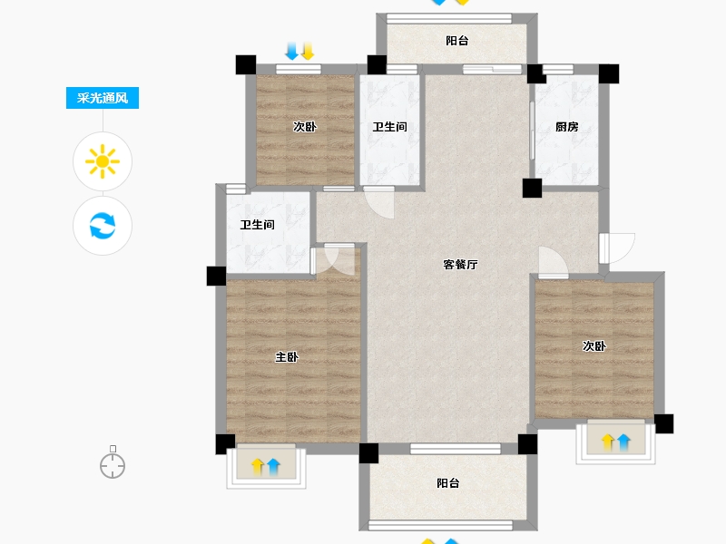 江西省-九江市-阳光锦绣学府-87.00-户型库-采光通风