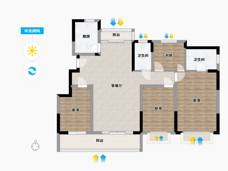 浙江省-宁波市-祥生光明金麟府-111.00-户型库-采光通风