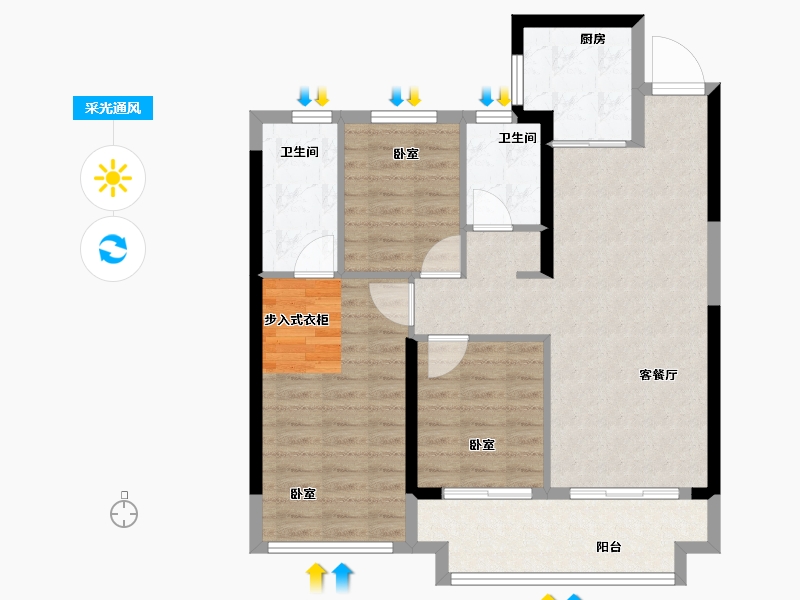 福建省-泉州市-中南天樾-85.00-户型库-采光通风