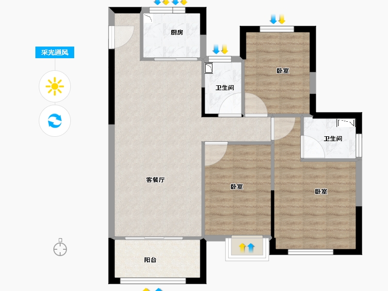 浙江省-丽水市-中梁百悦国际-84.00-户型库-采光通风