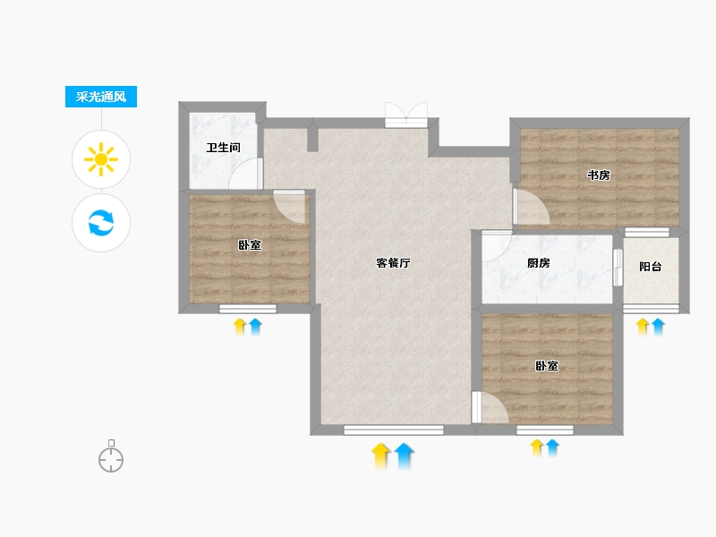 新疆维吾尔自治区-乌鲁木齐市-力鼎新城玺悦-70.57-户型库-采光通风