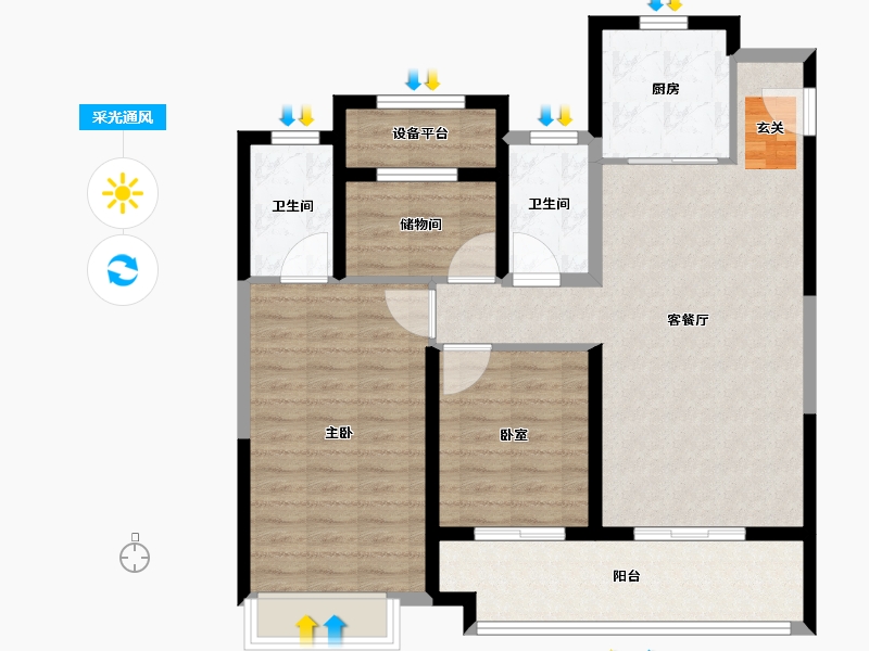 浙江省-宁波市-云都会府-95.01-户型库-采光通风