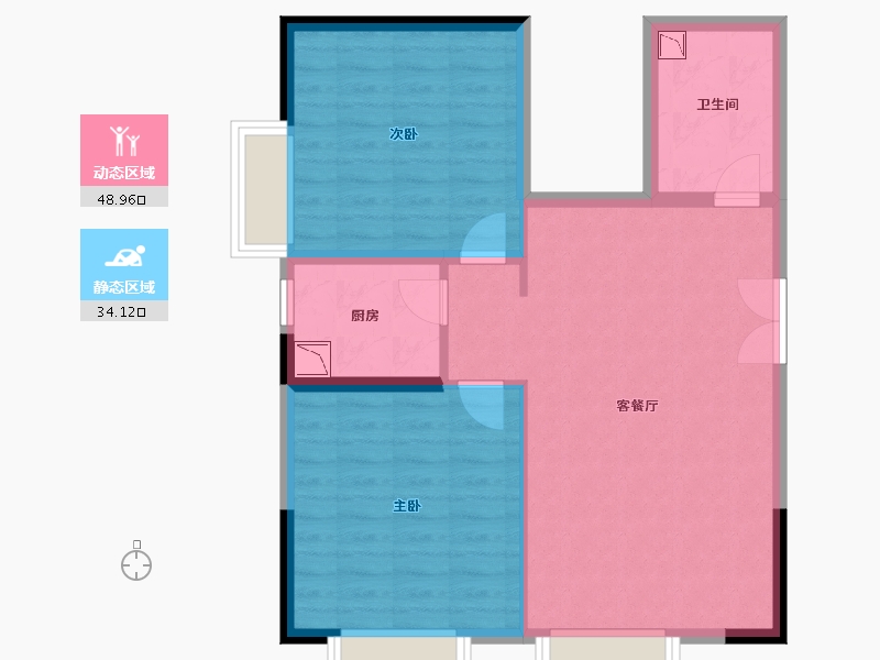 甘肃省-兰州市-陇青公寓-75.00-户型库-动静分区