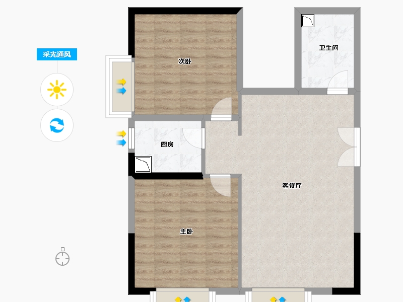 甘肃省-兰州市-陇青公寓-75.00-户型库-采光通风