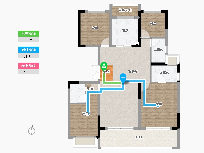 江苏省-常州市-美的国宾府住宅-115.90-户型库-动静线