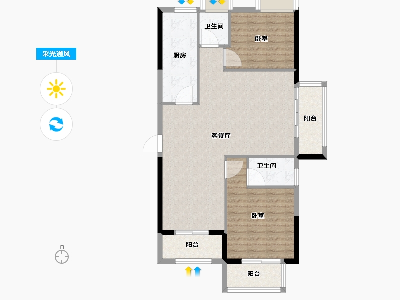 福建省-福州市-世茂福晟钱隆尚品-88.00-户型库-采光通风