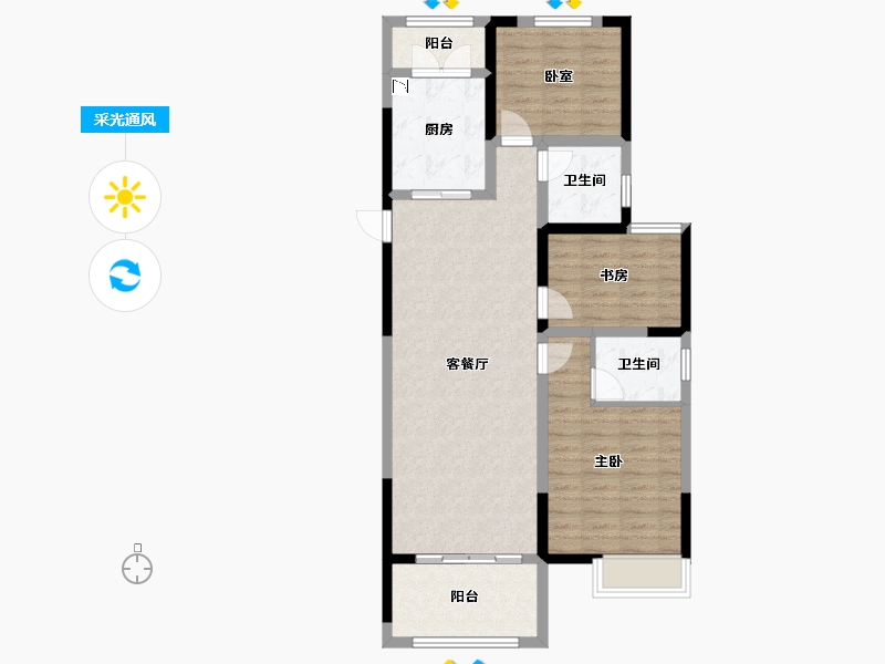 安徽省-六安市-君临龙府-90.08-户型库-采光通风