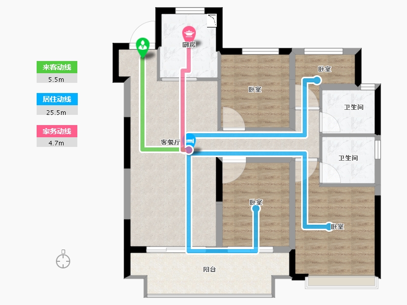 浙江省-绍兴市-宋都广宇锦洲府-92.00-户型库-动静线