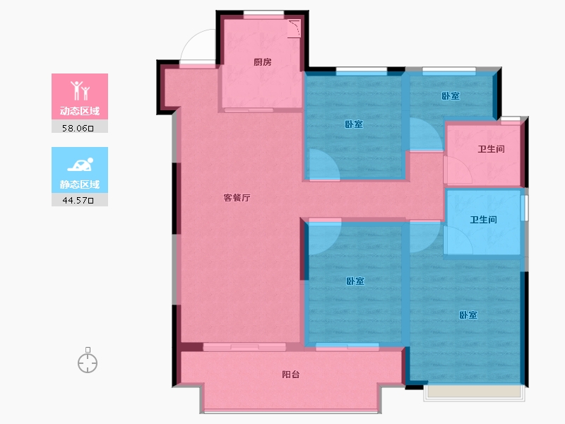 浙江省-绍兴市-宋都广宇锦洲府-92.00-户型库-动静分区