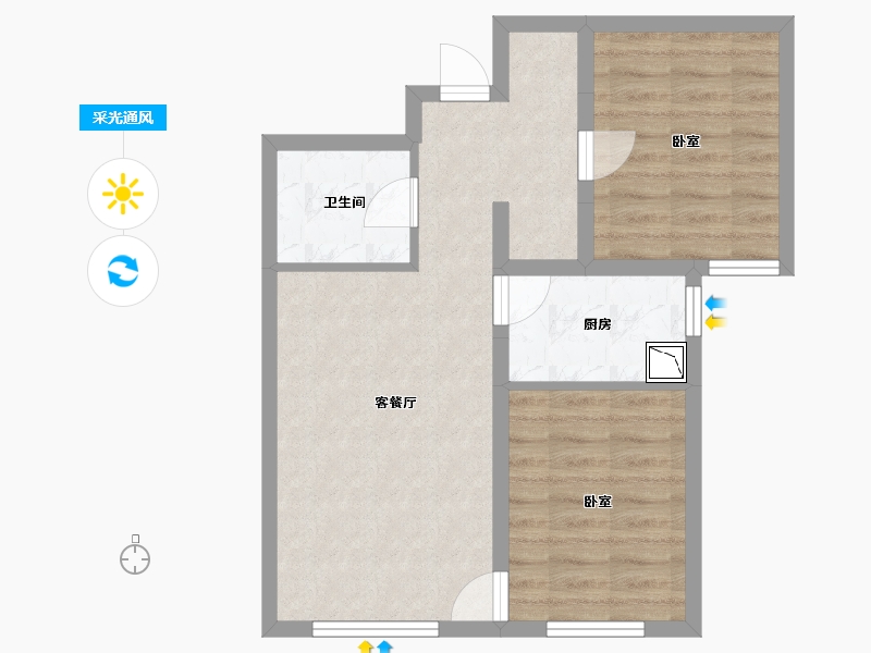 新疆维吾尔自治区-乌鲁木齐市-万科·四季花城-57.58-户型库-采光通风