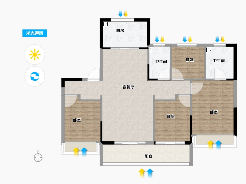 浙江省-丽水市-世茂璀璨岚园-111.00-户型库-采光通风