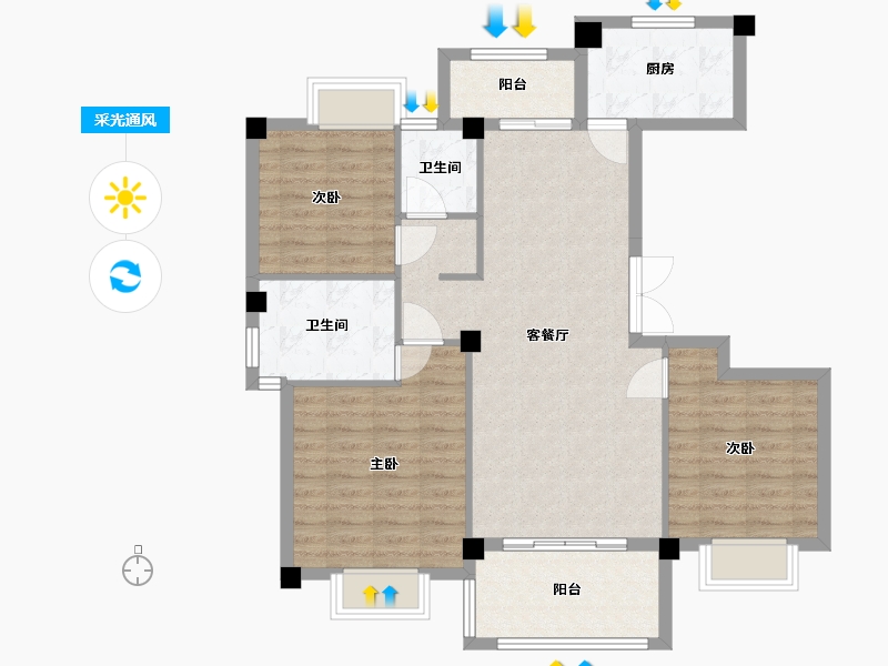 江西省-九江市-滨江学府-93.58-户型库-采光通风