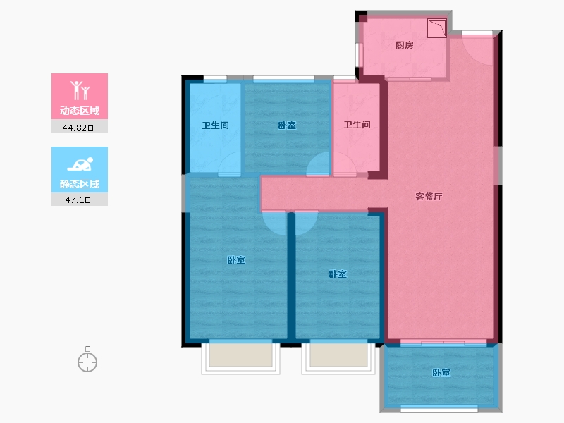 福建省-莆田市-世茂国风湄洲-82.00-户型库-动静分区