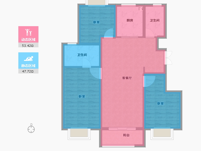 陕西省-渭南市-隆基泰和紫金府-90.31-户型库-动静分区