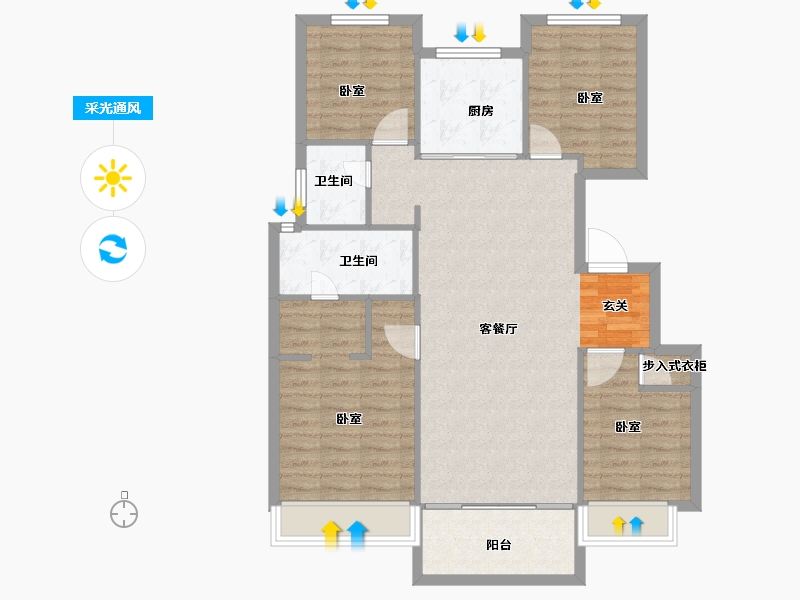 浙江省-嘉兴市-中南泷悦府-98.26-户型库-采光通风