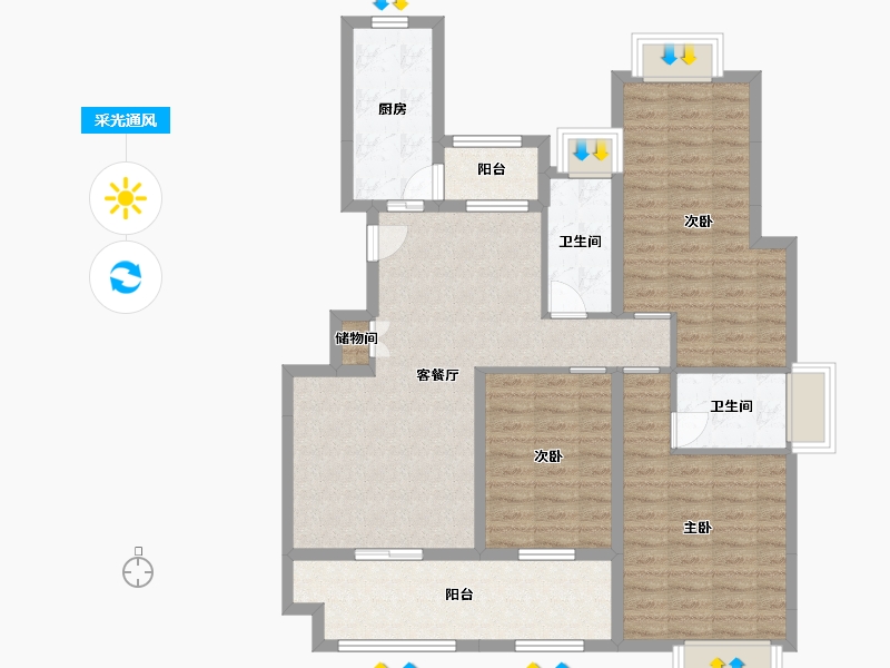 江西省-九江市-富润城-106.21-户型库-采光通风