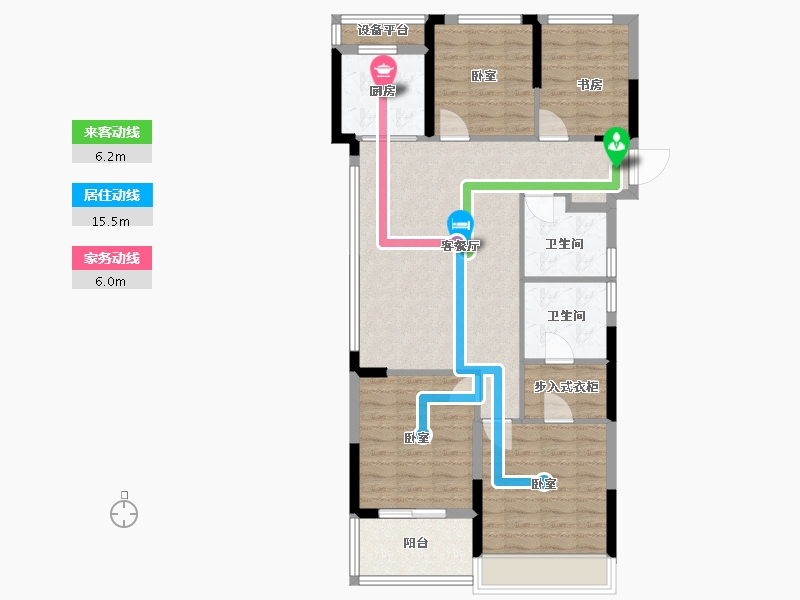 浙江省-金华市-滨江中天锦翠蓝庭-95.26-户型库-动静线