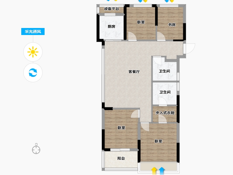 浙江省-金华市-滨江中天锦翠蓝庭-95.26-户型库-采光通风