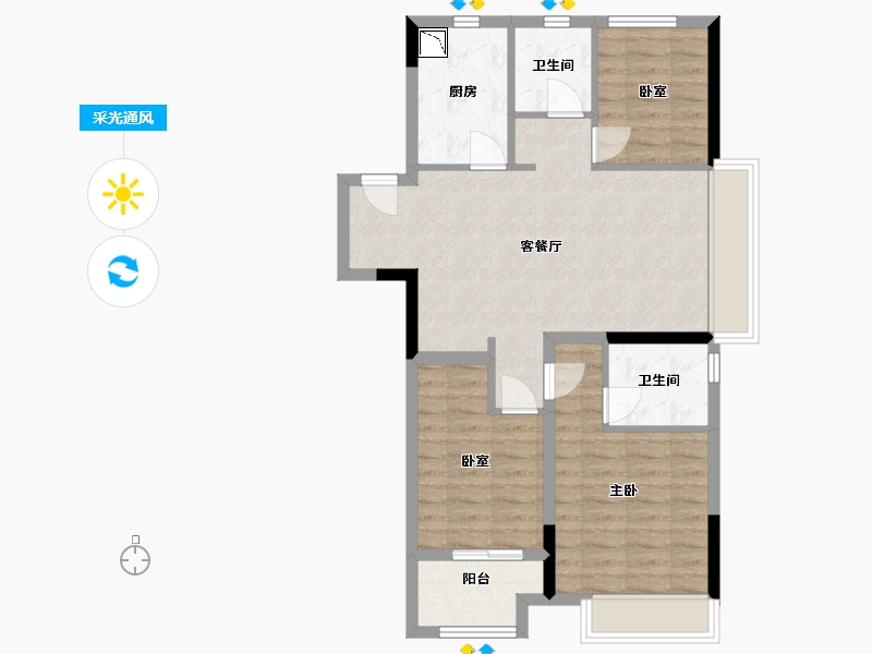 浙江省-杭州市-金地滨与城-76.44-户型库-采光通风