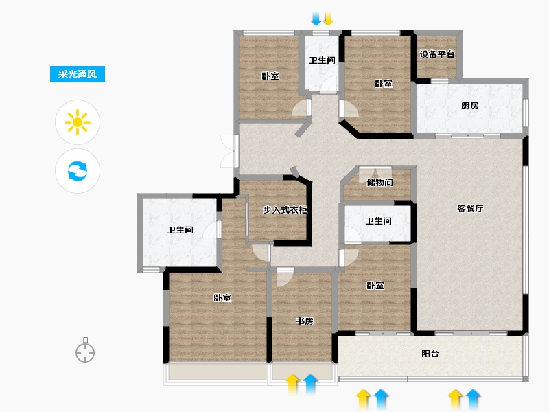 浙江省-金华市-义乌壹号院-203.95-户型库-采光通风