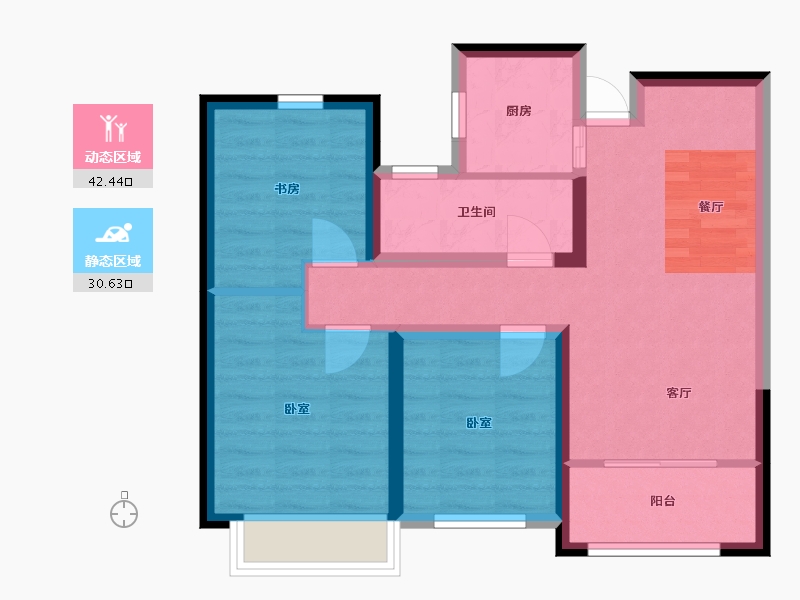 山东省-济南市-中建长清湖-64.32-户型库-动静分区