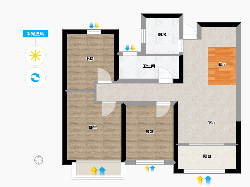 山东省-济南市-中建长清湖-64.32-户型库-采光通风