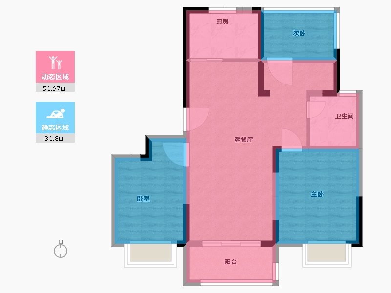 安徽省-合肥市-锦华雅居-74.00-户型库-动静分区