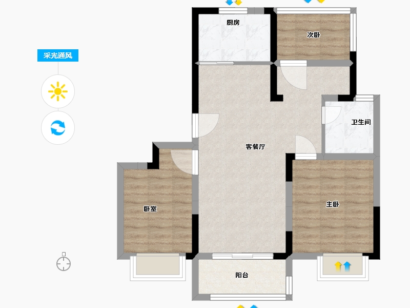 安徽省-合肥市-锦华雅居-74.00-户型库-采光通风