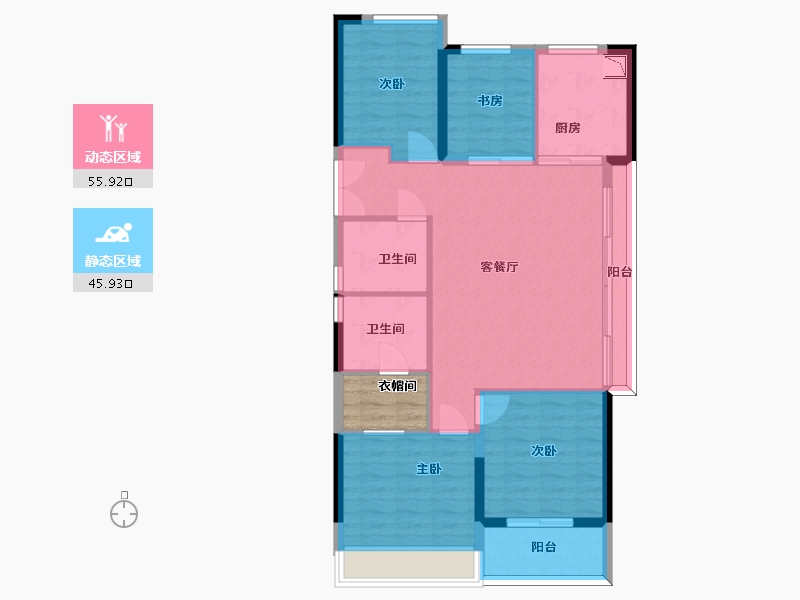 浙江省-杭州市-荷源府-95.52-户型库-动静分区