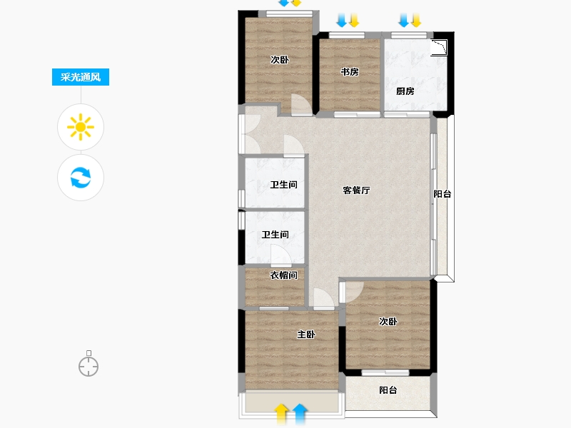 浙江省-杭州市-荷源府-95.52-户型库-采光通风