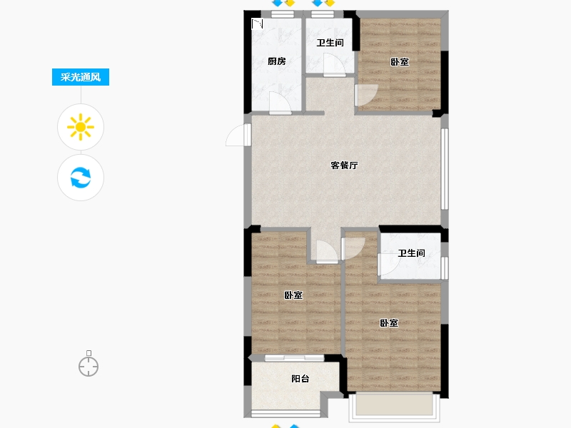 浙江省-湖州市-天际云墅-84.00-户型库-采光通风