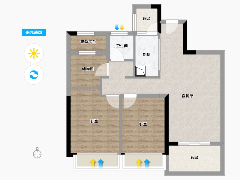 浙江省-湖州市-中建投悦湖名城-69.89-户型库-采光通风