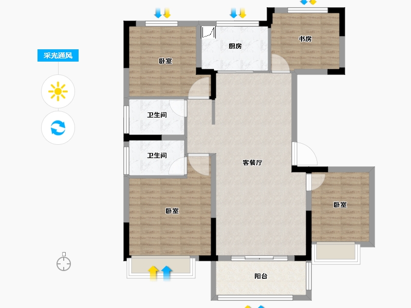 安徽省-合肥市-庐江美的城-107.99-户型库-采光通风