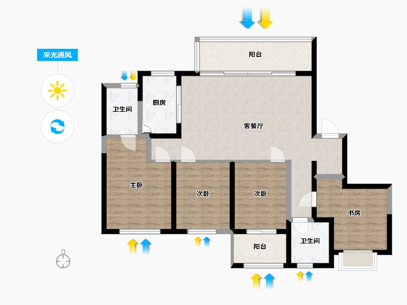 福建省-福州市-福清璀璨滨江-114.00-户型库-采光通风