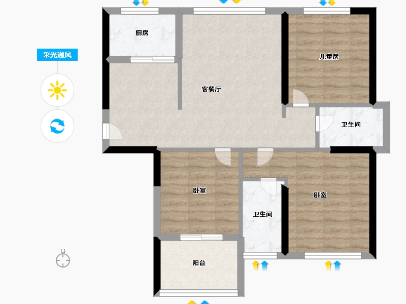 福建省-福州市-碧桂园十里江湾-73.99-户型库-采光通风