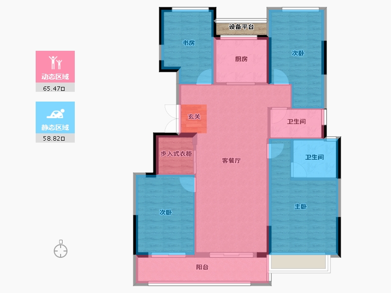 浙江省-台州市-滨江金科锦湖园-114.24-户型库-动静分区