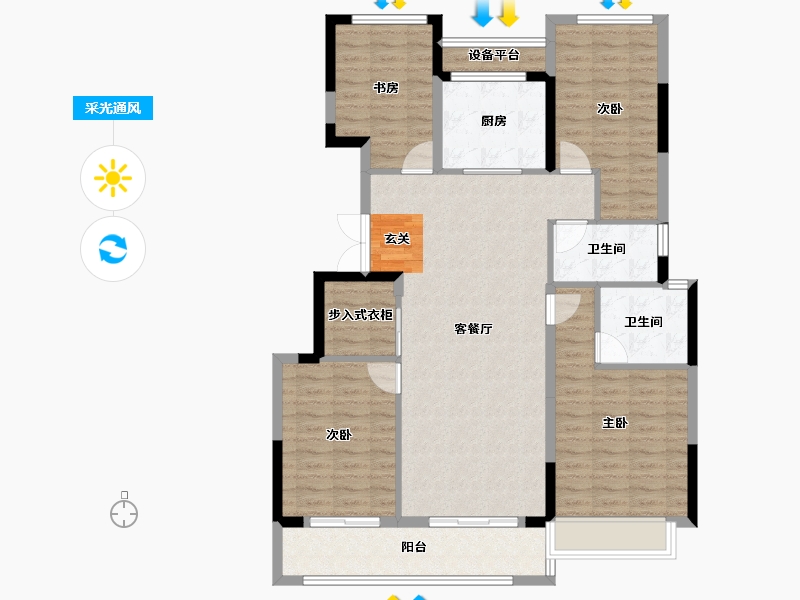 浙江省-台州市-滨江金科锦湖园-114.24-户型库-采光通风