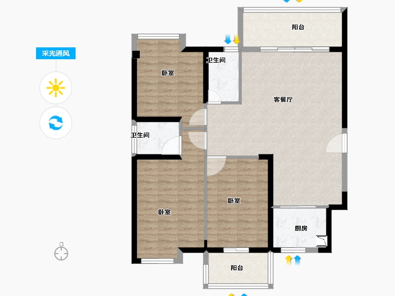 福建省-龙岩市-建发津湖印-105.00-户型库-采光通风