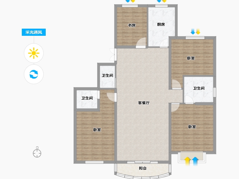 新疆维吾尔自治区-乌鲁木齐市-力鼎新城玺悦-144.88-户型库-采光通风