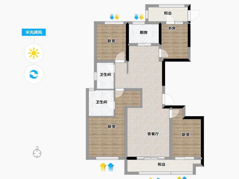 浙江省-绍兴市-元垄城-111.59-户型库-采光通风