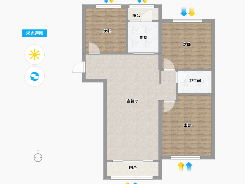 甘肃省-兰州市-中海华庭-88.00-户型库-采光通风