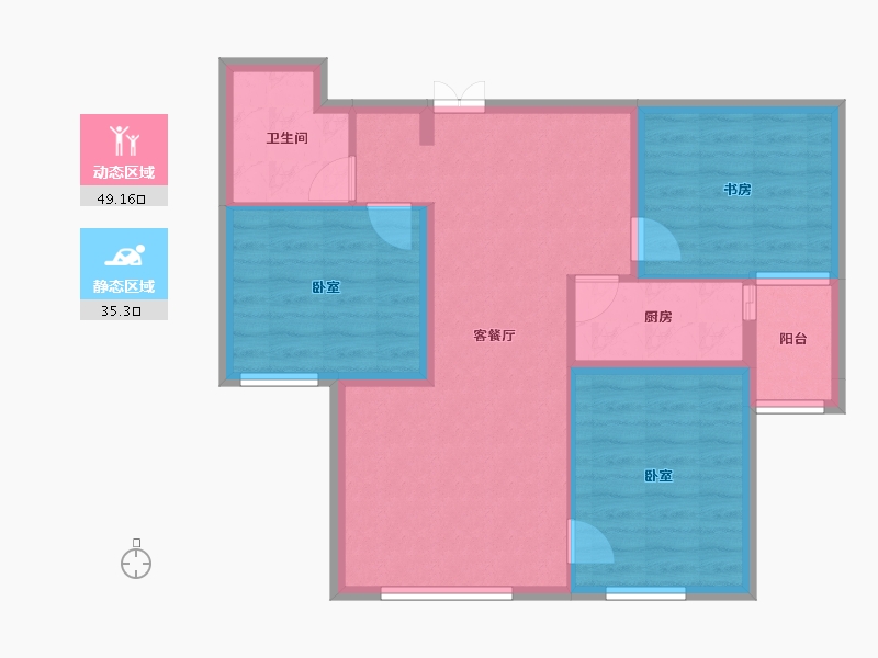 新疆维吾尔自治区-乌鲁木齐市-力鼎新城玺悦-75.37-户型库-动静分区