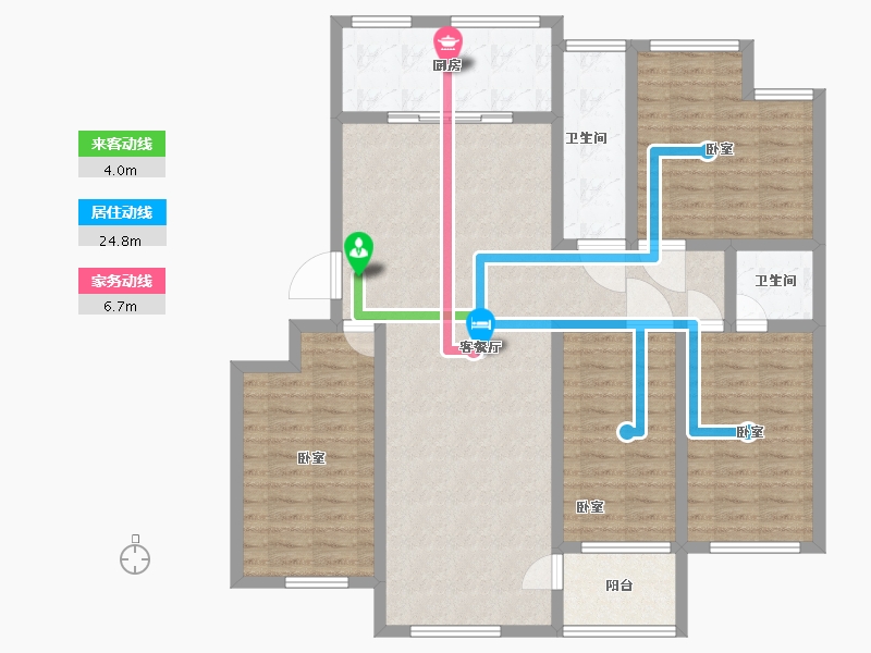 山东省-淄博市-盛康蔷薇里-125.03-户型库-动静线