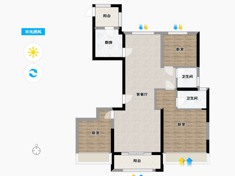 浙江省-温州市-中梁荣安都会森林-95.00-户型库-采光通风