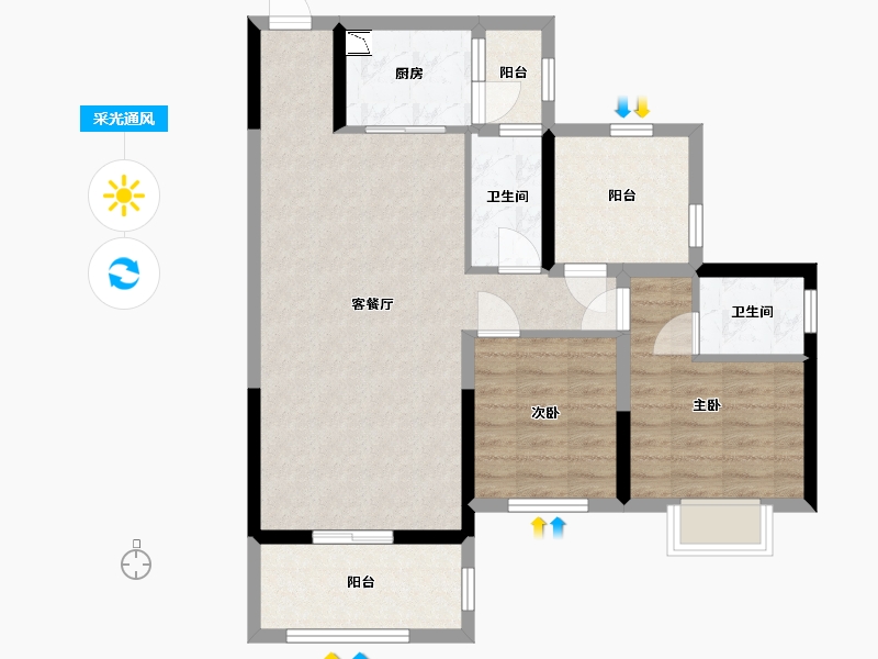 广东省-惠州市-龙城一号-77.60-户型库-采光通风