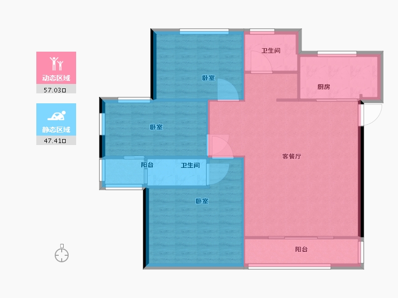 辽宁省-盘锦市-财富江南-96.00-户型库-动静分区