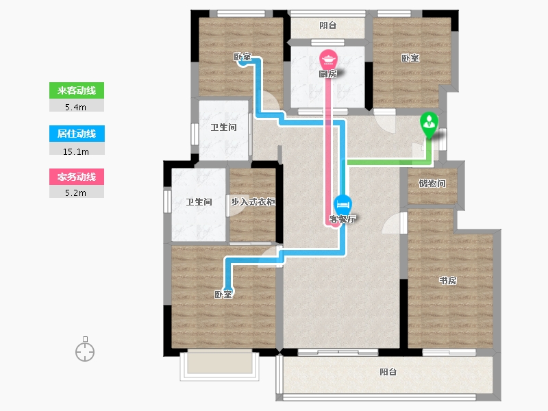 浙江省-宁波市-润曦府-111.00-户型库-动静线