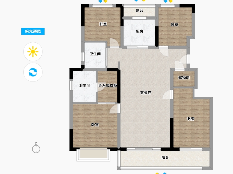 浙江省-宁波市-润曦府-111.00-户型库-采光通风