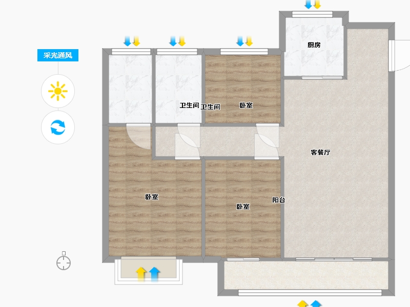 浙江省-温州市-高力铂金湾-93.00-户型库-采光通风